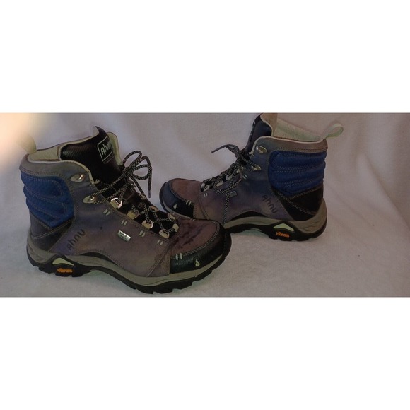 Ahnu Montara Hiking Boots Womens 5.5 Waterproof Leather Blue Gray Vibram Outsole - Picture 9 of 11